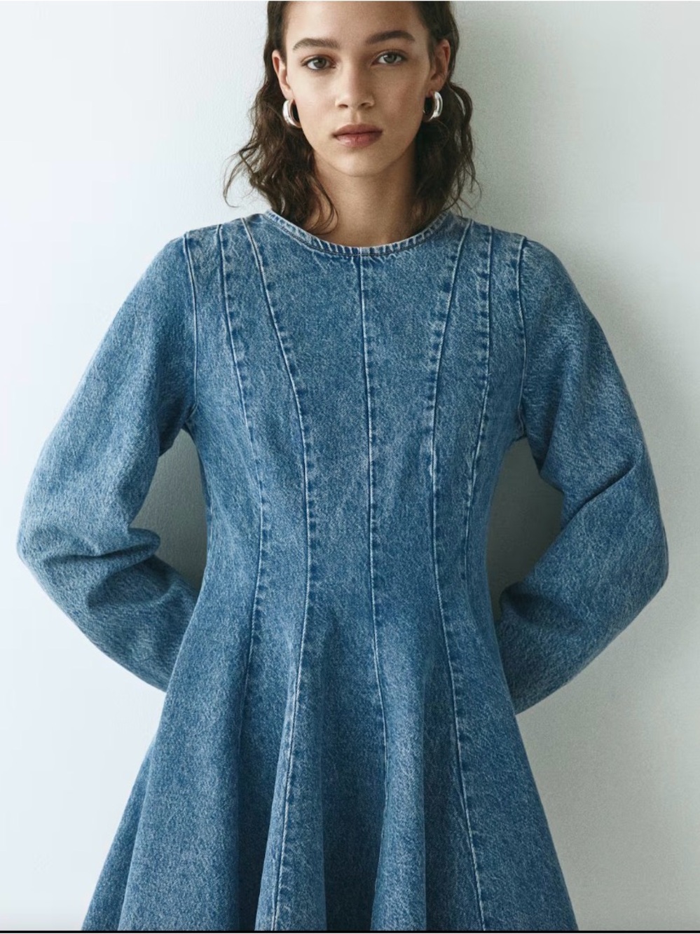 H & M Divided Light Blue Denim Fit-and-Flare Dress